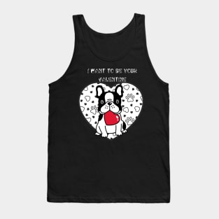 French Bulldog wants Valentine's Day against the background of a heart. Valentine's Day T-shirt for men, women and the day of love Tank Top